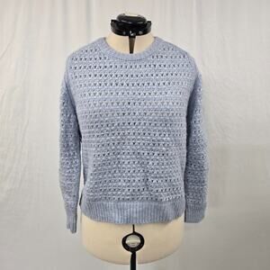 Chelsea & Theodore Open Knit Sweater Women's L Periwinkle Blue Long Sleeve NWT